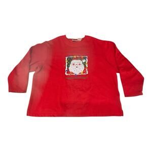 Vintage Nutcracker Red 1X Embroidered Santa Happy Holiday! Christmas Sweatshirt